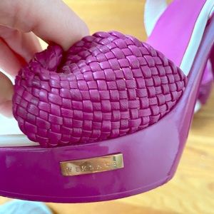 Versace Purple Patent Leather Peep toe pumps